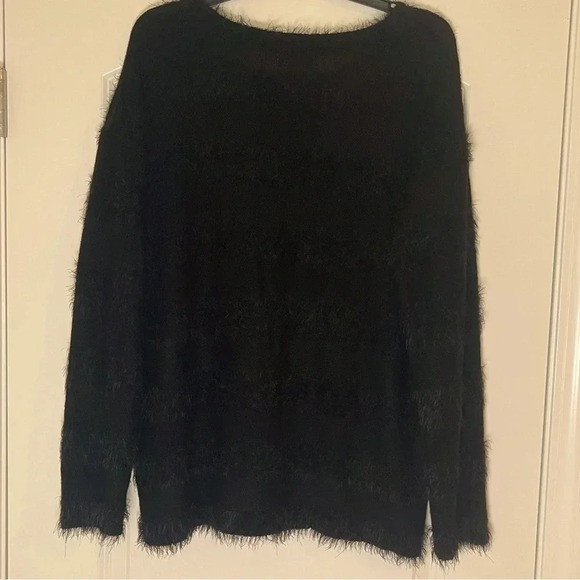 Joseph A. Women's Plush Black Stripes Pullover Crew Neck Top Sweater - Size XXL - Picture 3 of 7